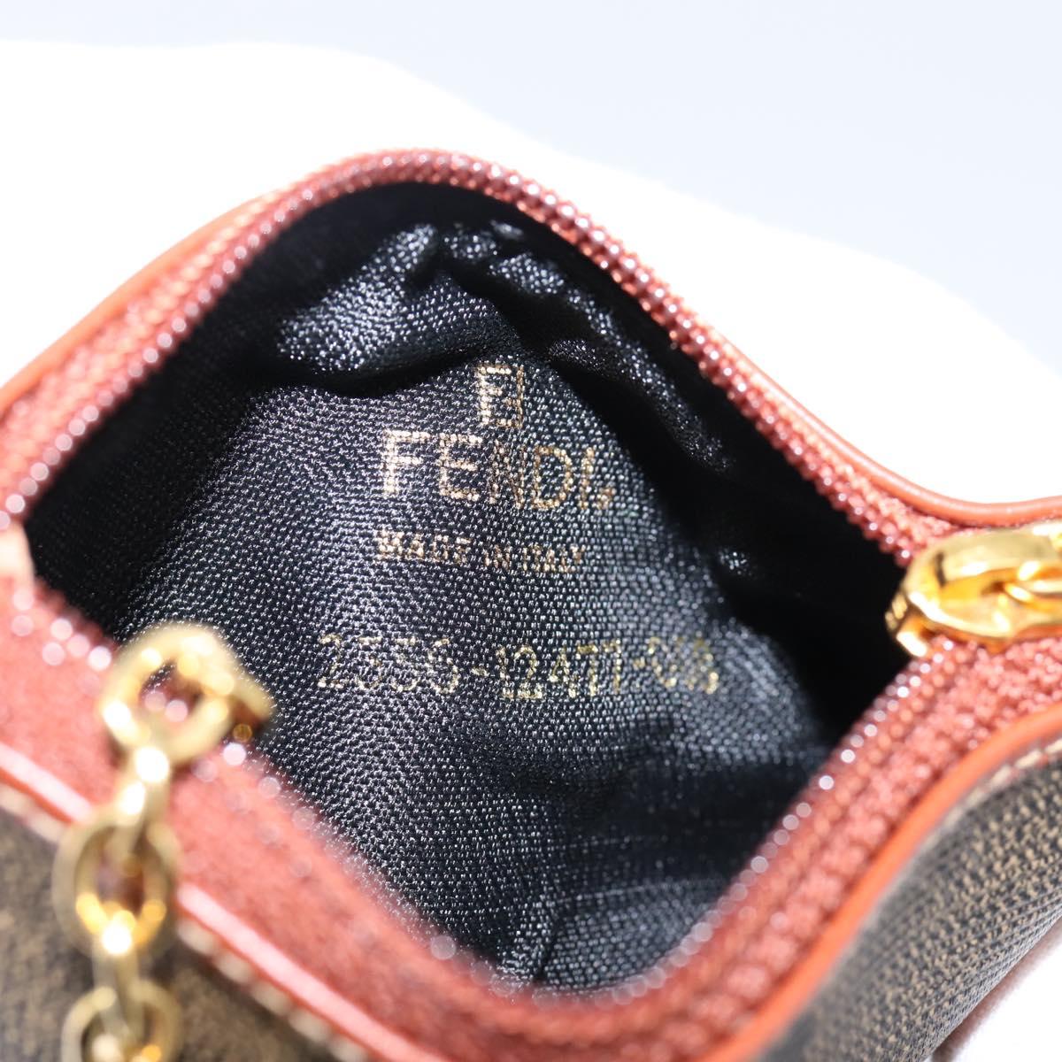 FENDI Zucca Canvas Coin Key Case Black Brown Auth am12652V