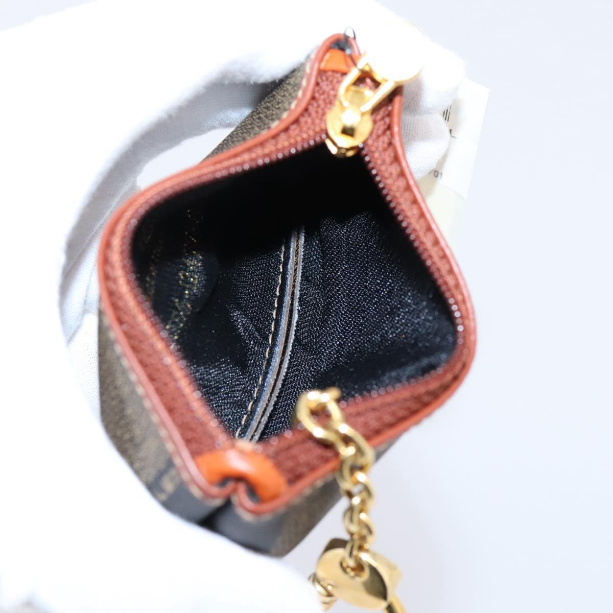 FENDI Zucca Canvas Coin Key Case Black Brown Auth am12652V