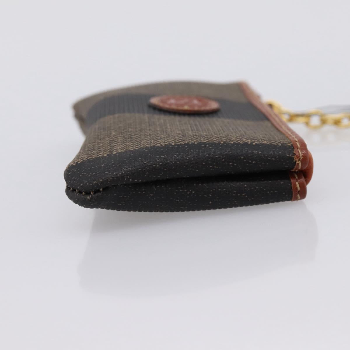 FENDI Zucca Canvas Coin Key Case Black Brown Auth am12652V