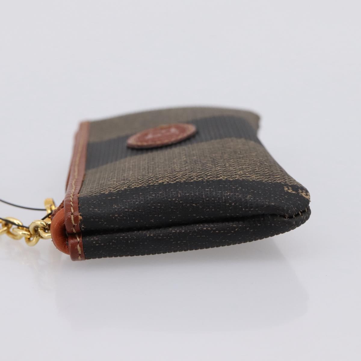 FENDI Zucca Canvas Coin Key Case Black Brown Auth am12652V