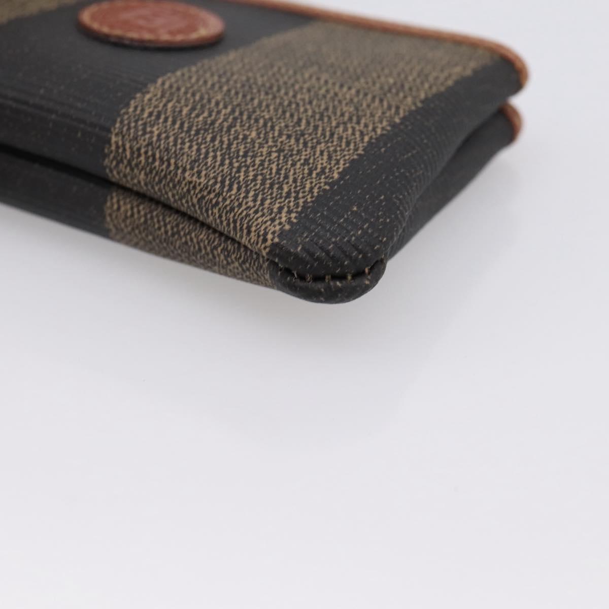 FENDI Zucca Canvas Coin Key Case Black Brown Auth am12652V