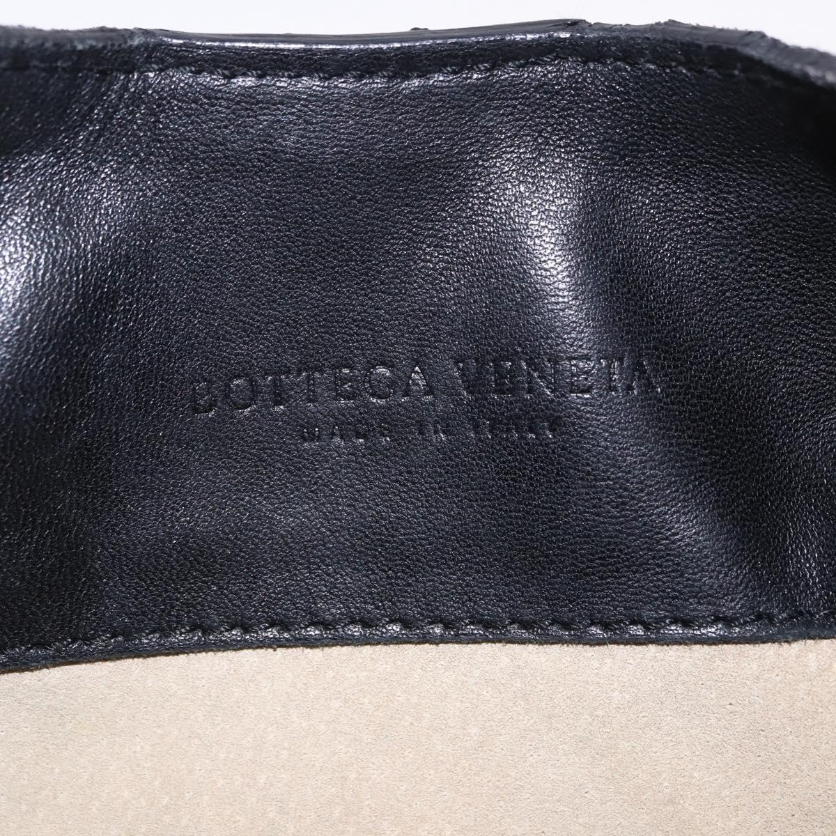 BOTTEGA VENETA INTRECCIATO Hand Bag Leather Black Gold Auth am12657V