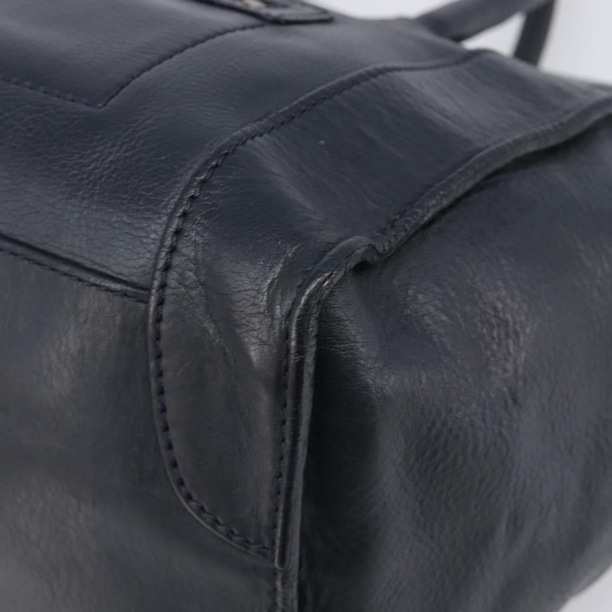 CELINE Luggage Mini Shopper Hand Bag Leather Navy Gold Auth am12658A