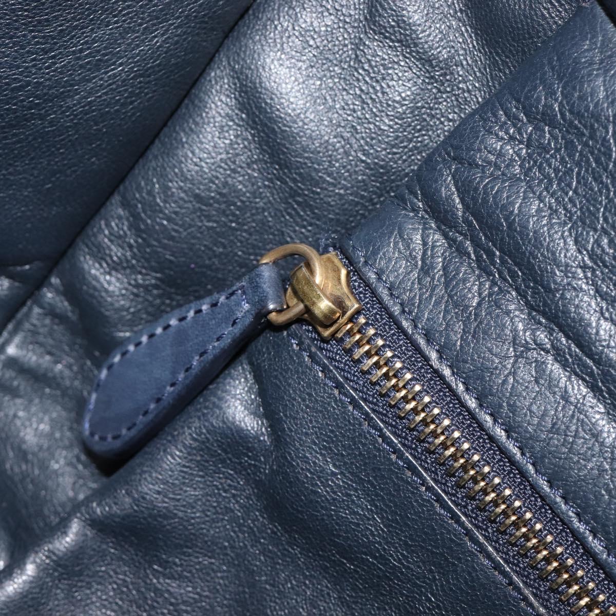 CELINE Luggage Mini Shopper Hand Bag Leather Navy Gold Auth am12658A