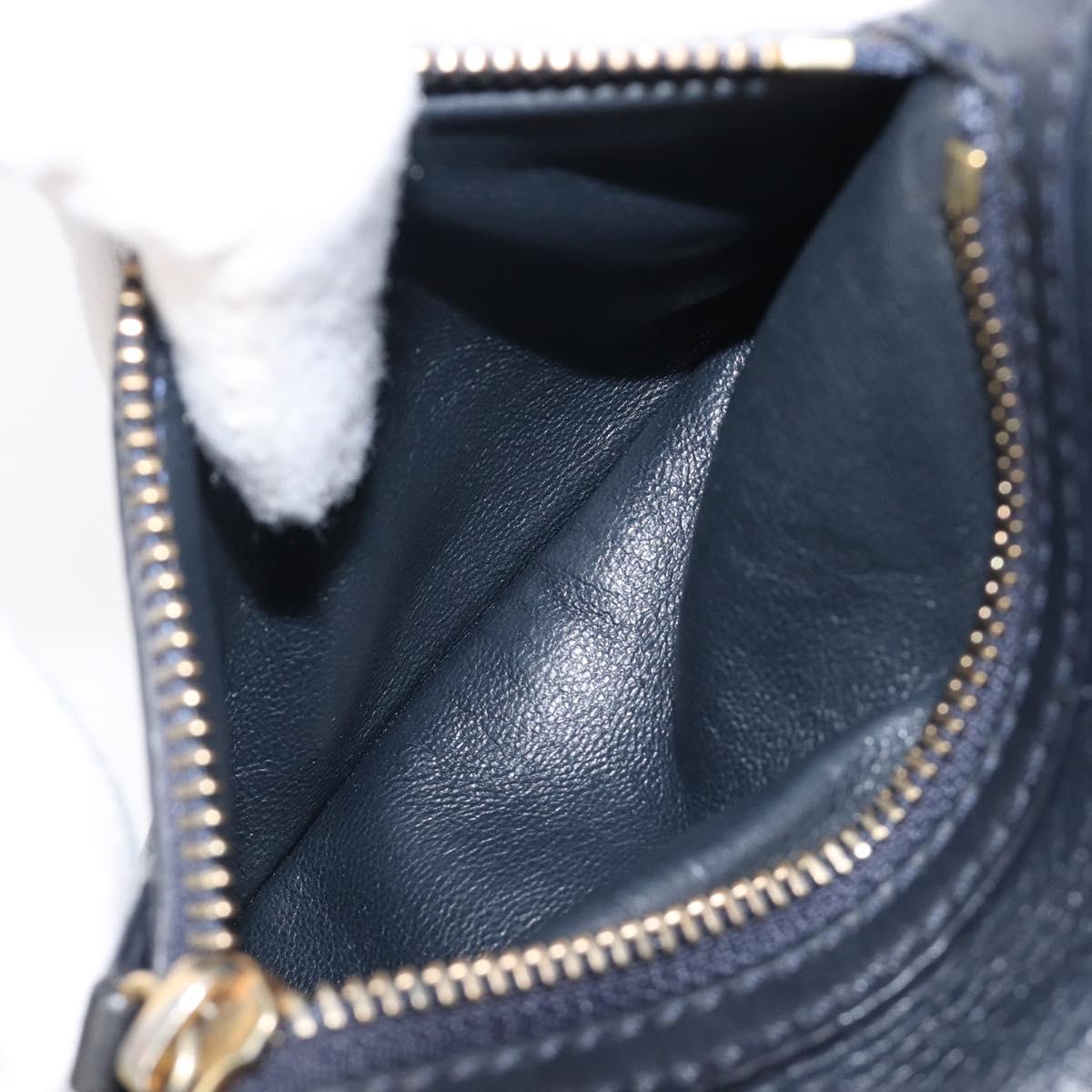 CELINE Luggage Mini Shopper Hand Bag Leather Navy Gold Auth am12658A