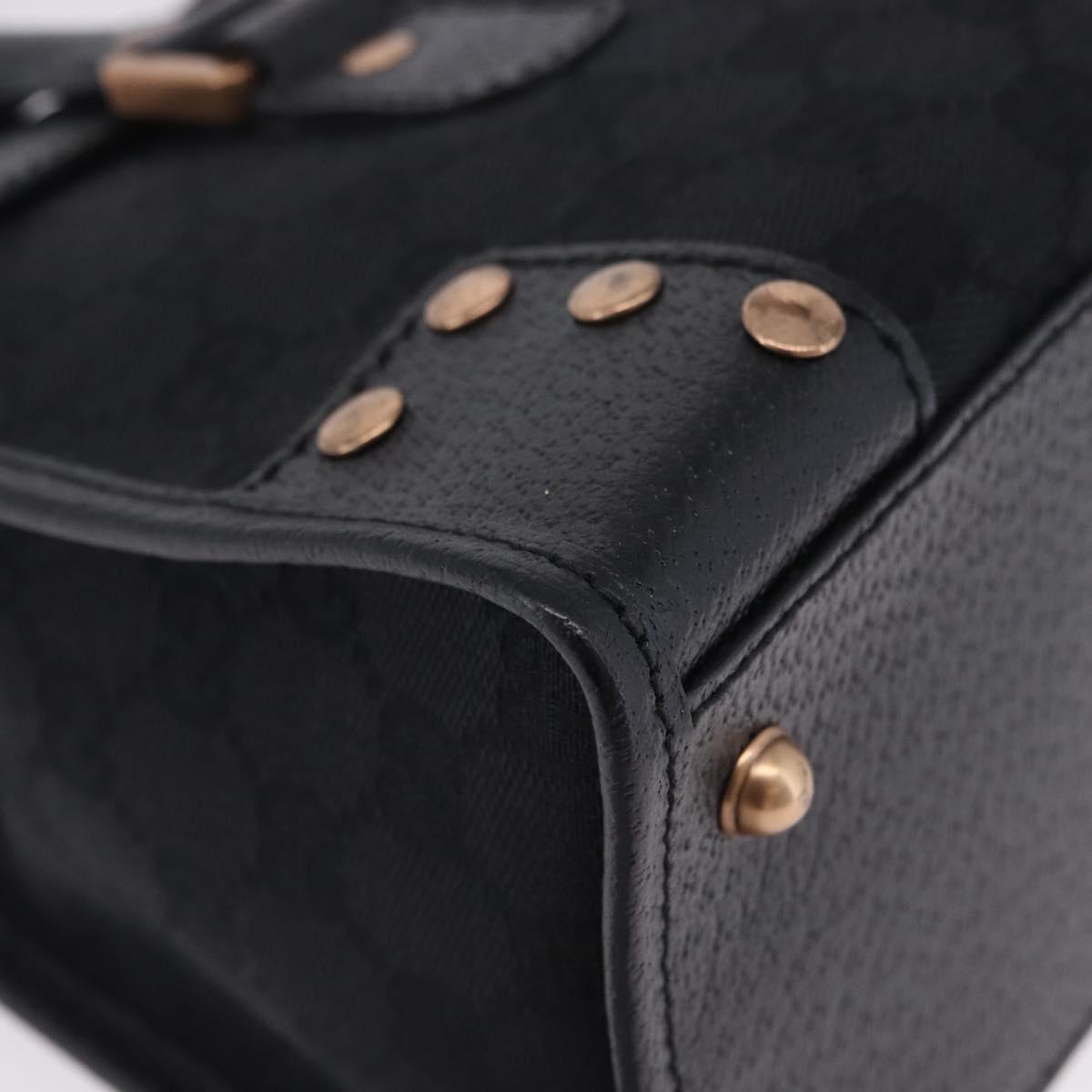 GUCCI GG Canvas Hand Bag Black Gold 124286 Auth am12659V