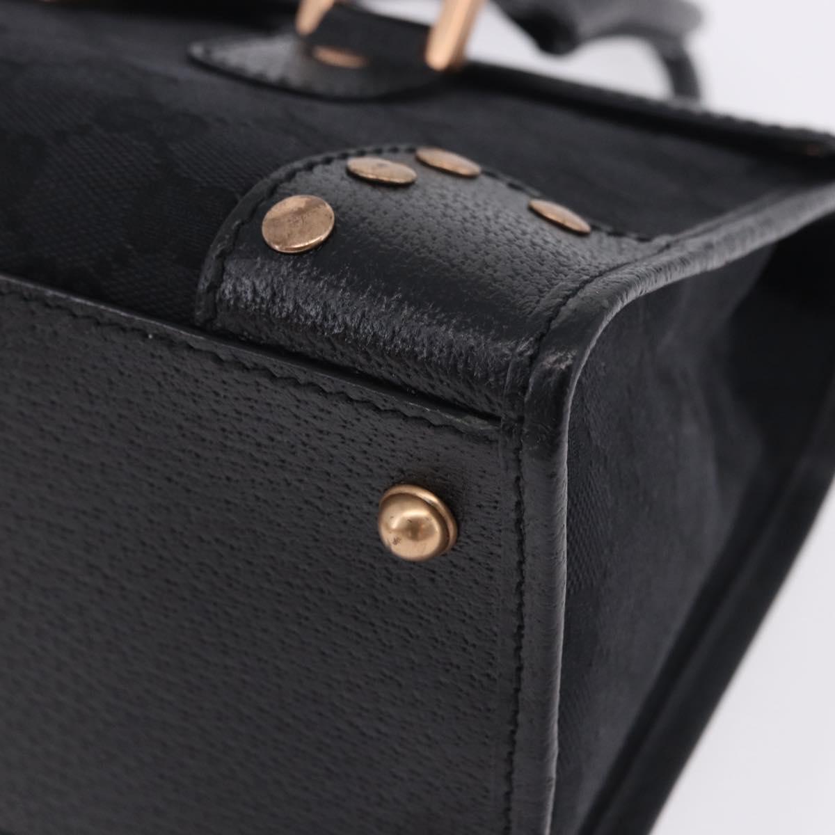 GUCCI GG Canvas Hand Bag Black Gold 124286 Auth am12659V