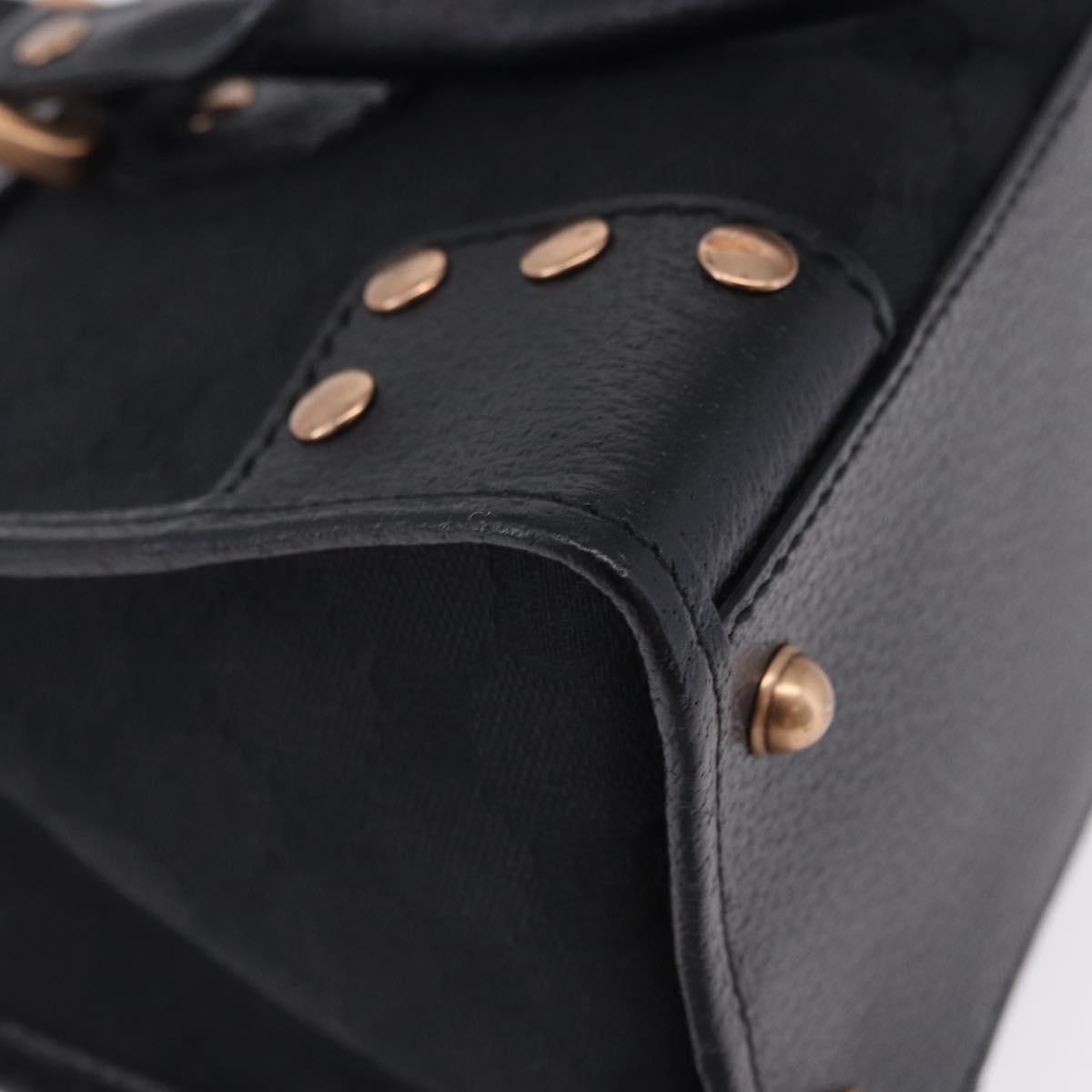 GUCCI GG Canvas Hand Bag Black Gold 124286 Auth am12659V