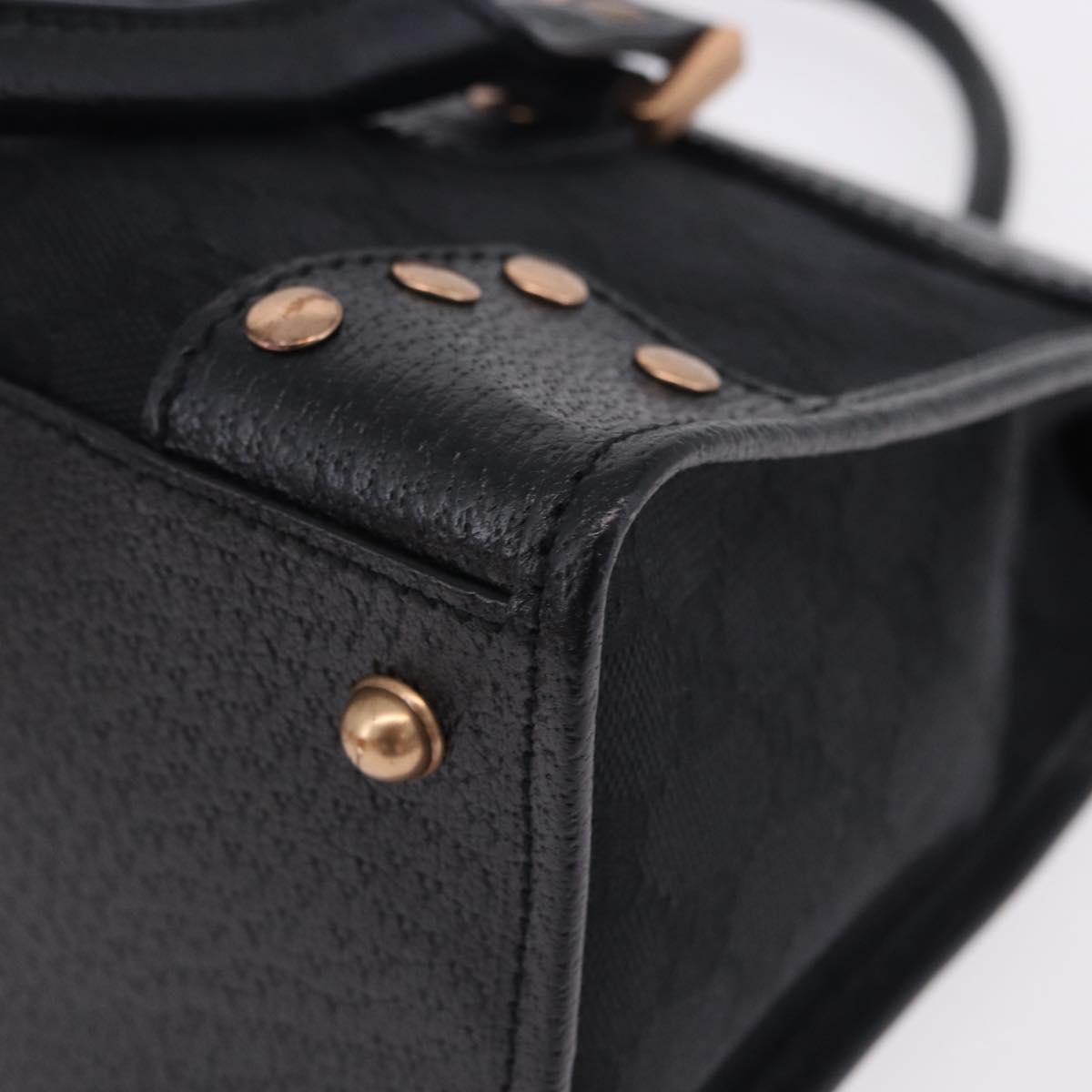 GUCCI GG Canvas Hand Bag Black Gold 124286 Auth am12659V