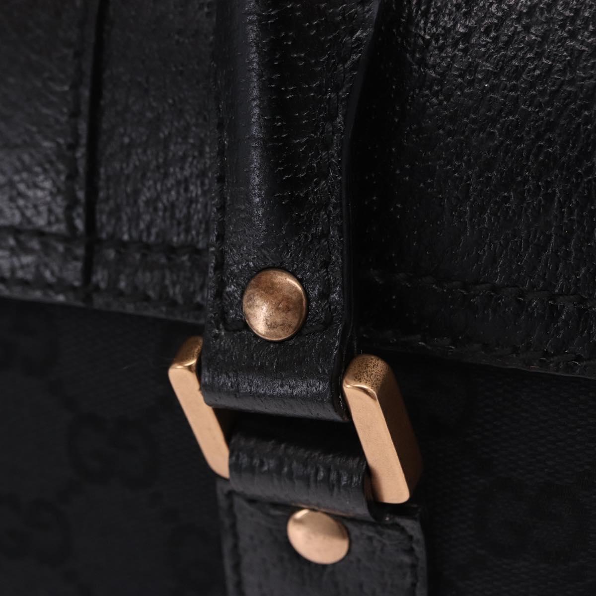 GUCCI GG Canvas Hand Bag Black Gold 124286 Auth am12659V