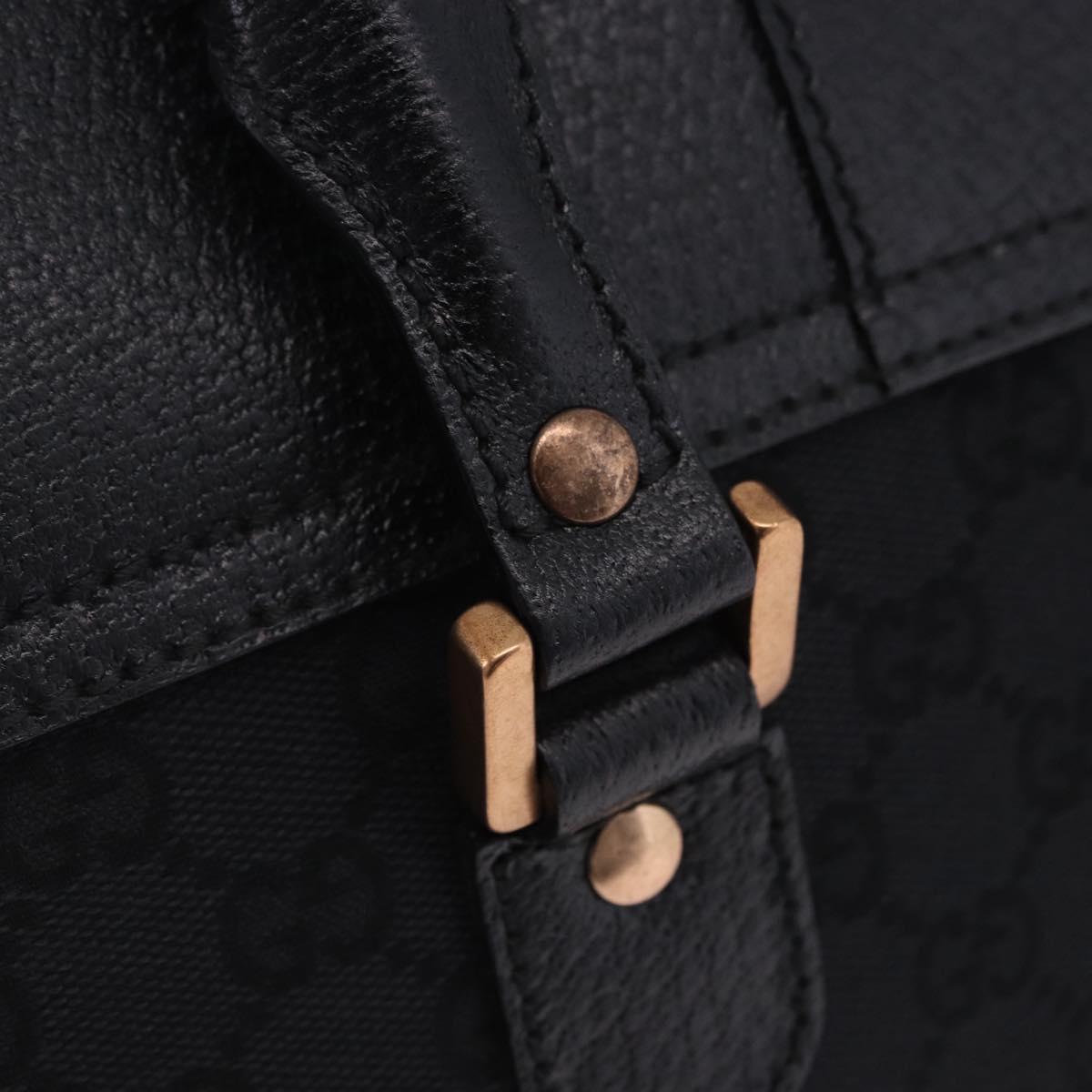 GUCCI GG Canvas Hand Bag Black Gold 124286 Auth am12659V