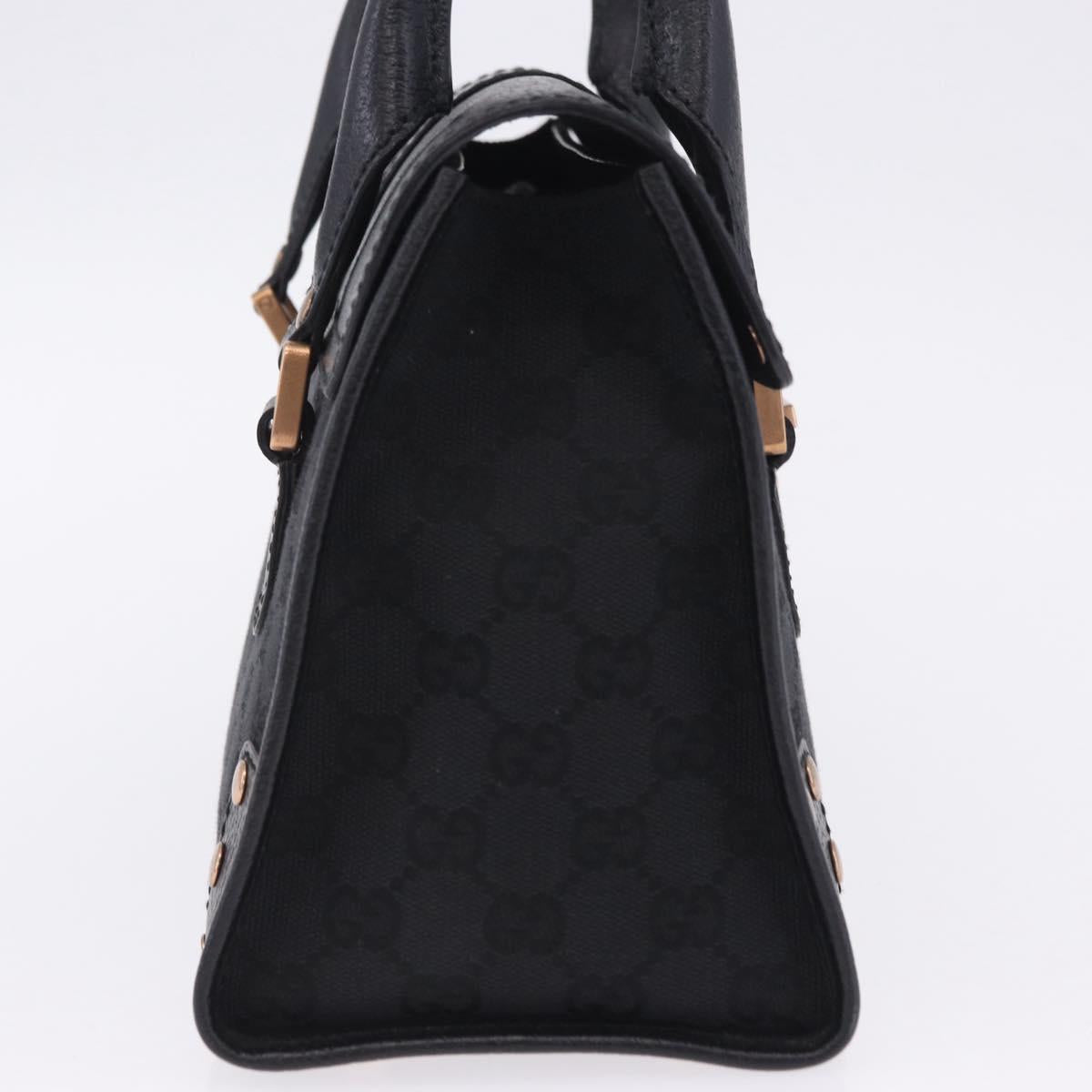 GUCCI GG Canvas Hand Bag Black Gold 124286 Auth am12659V