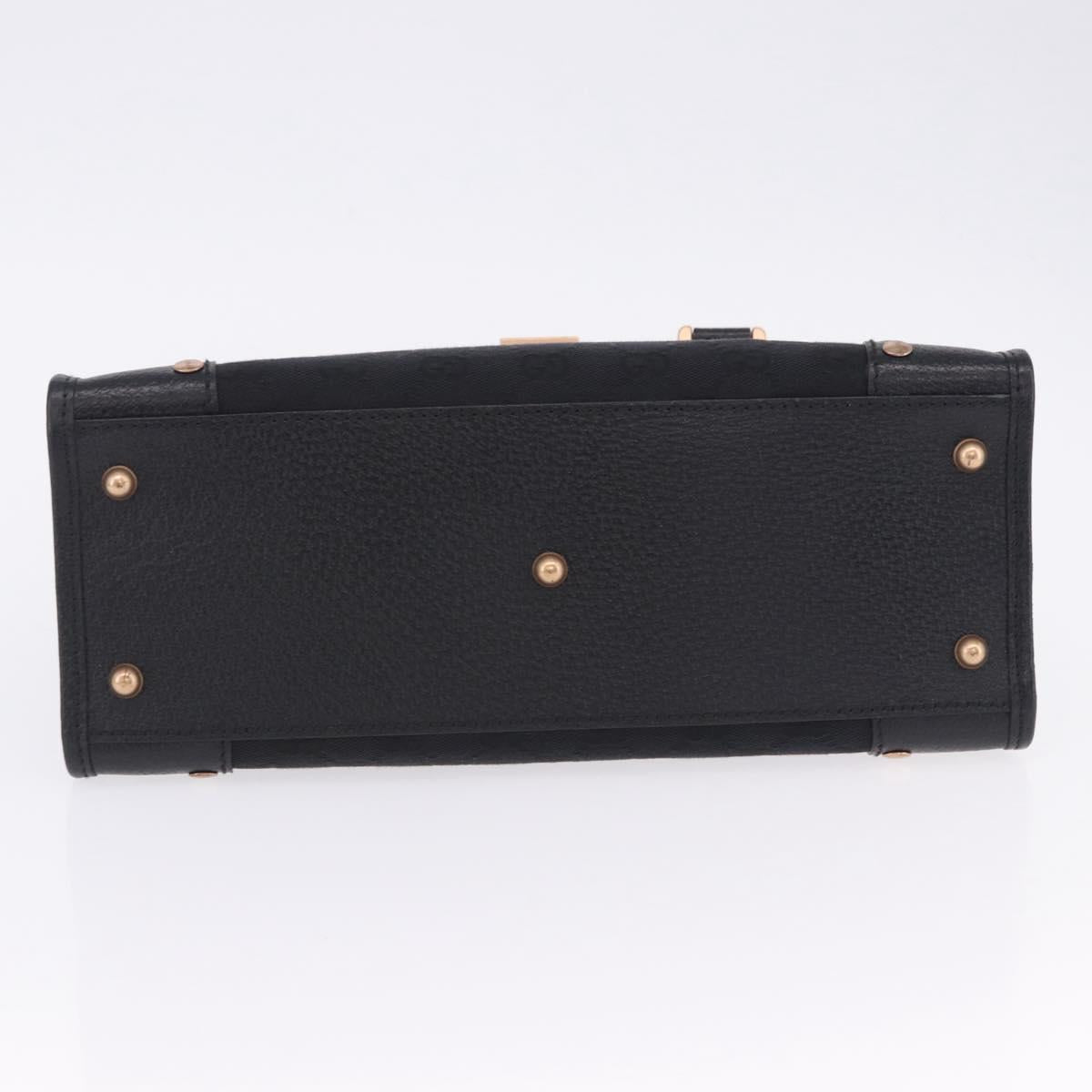 GUCCI GG Canvas Hand Bag Black Gold 124286 Auth am12659V