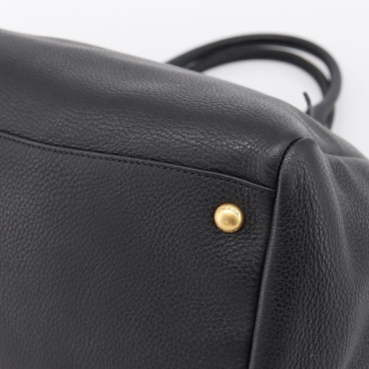 PRADA Hand Bag Leather 2way Black Gold BN2793 Auth am12660V