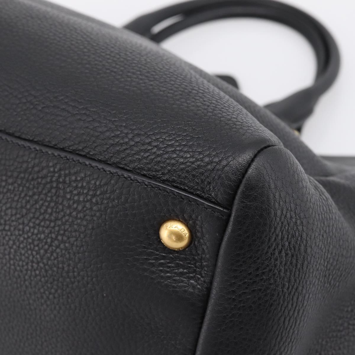 PRADA Hand Bag Leather 2way Black Gold BN2793 Auth am12660V