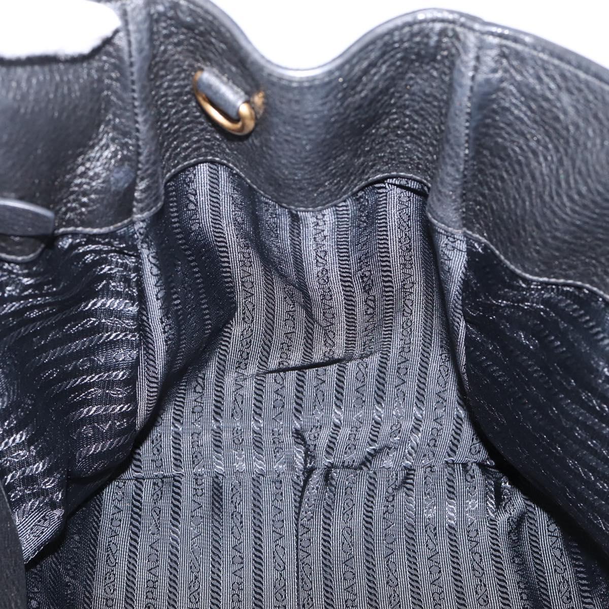 PRADA Hand Bag Leather 2way Black Gold BN2793 Auth am12660V