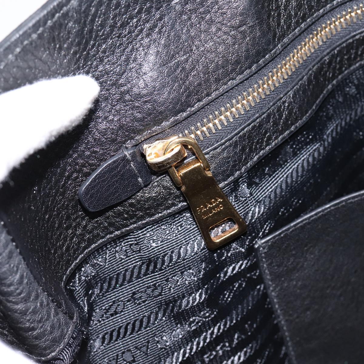 PRADA Hand Bag Leather 2way Black Gold BN2793 Auth am12660V