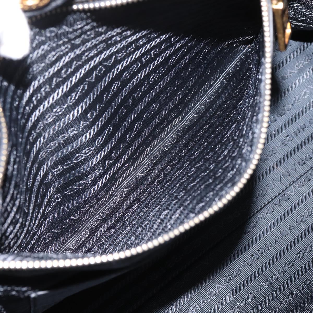 PRADA Hand Bag Leather 2way Black Gold BN2793 Auth am12660V