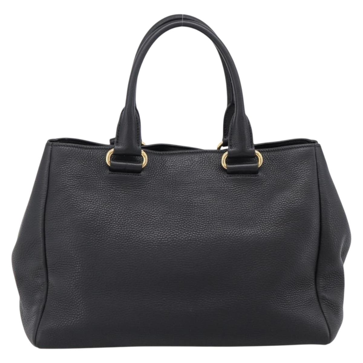 PRADA Hand Bag Leather 2way Black Gold BN2793 Auth am12660V