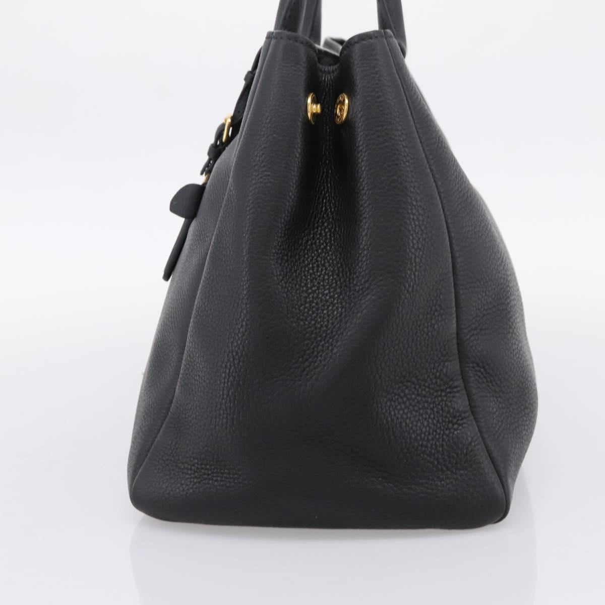 PRADA Hand Bag Leather 2way Black Gold BN2793 Auth am12660V