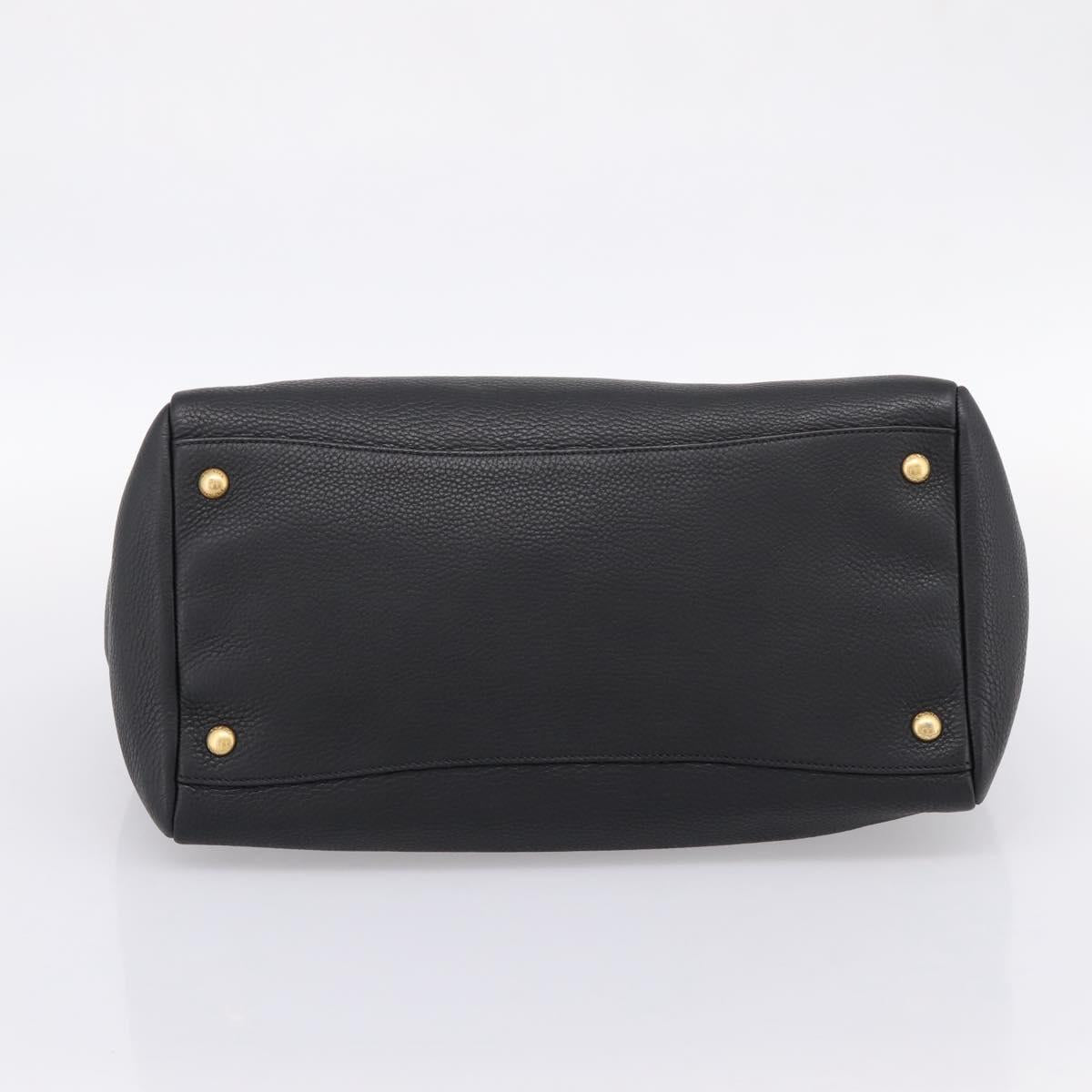 PRADA Hand Bag Leather 2way Black Gold BN2793 Auth am12660V