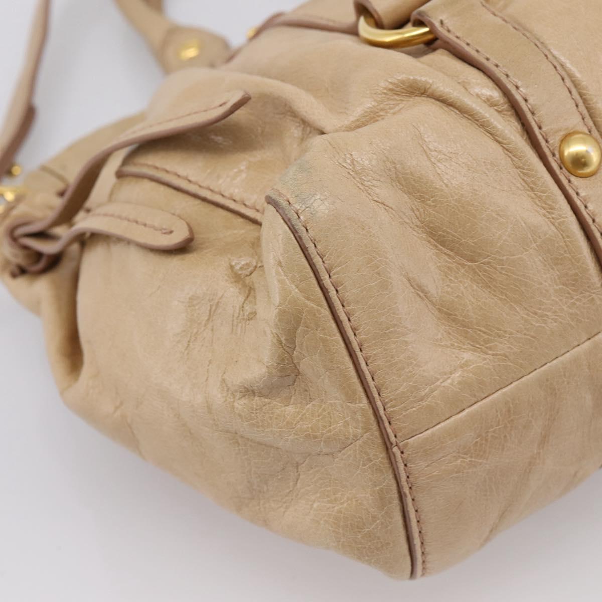 Miu Miu Hand Bag Leather 2way Beige Gold Auth am12661V