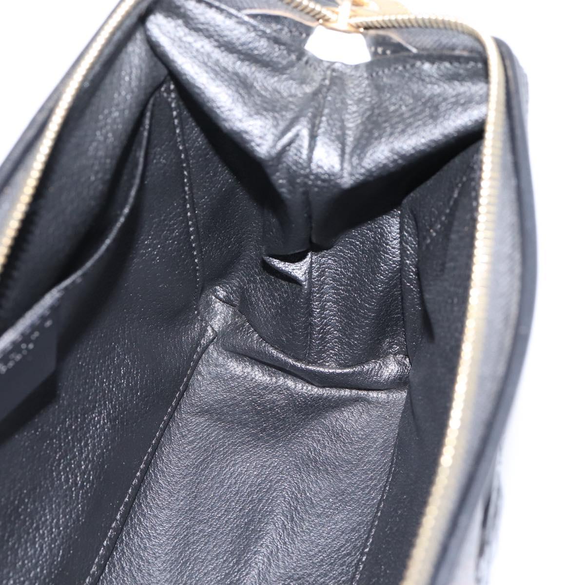 CELINE Macadam Canvas Pouch PVC Leather Black Gold Tone Auth am12663V