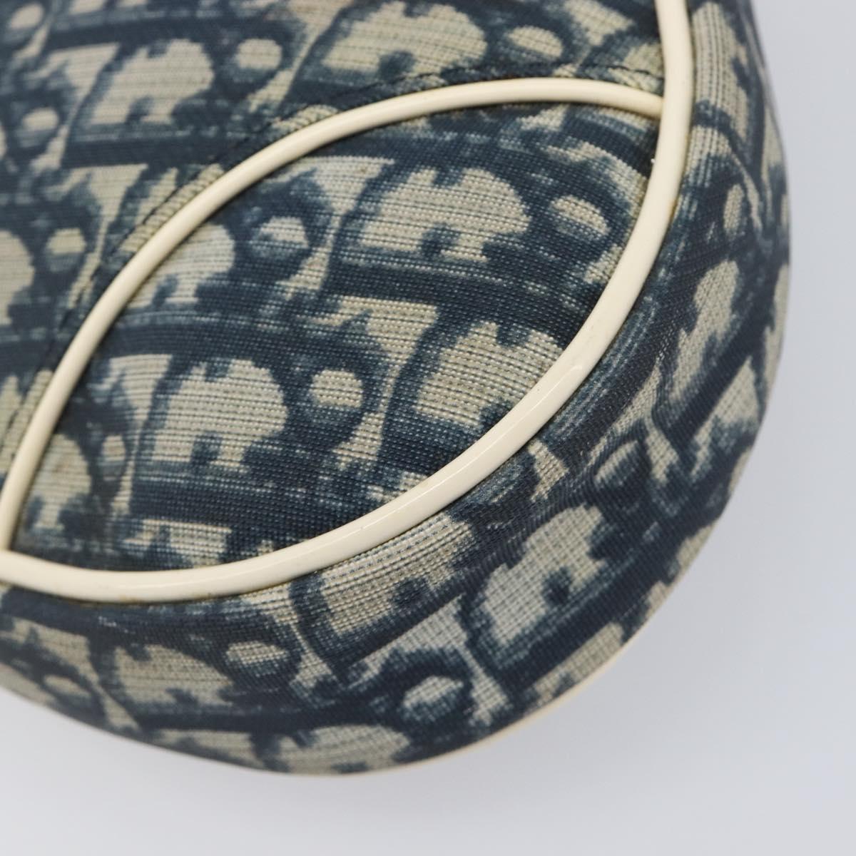 Christian Dior Trotter Canvas Saddle Pouch PVC Navy Silver Auth am12667A