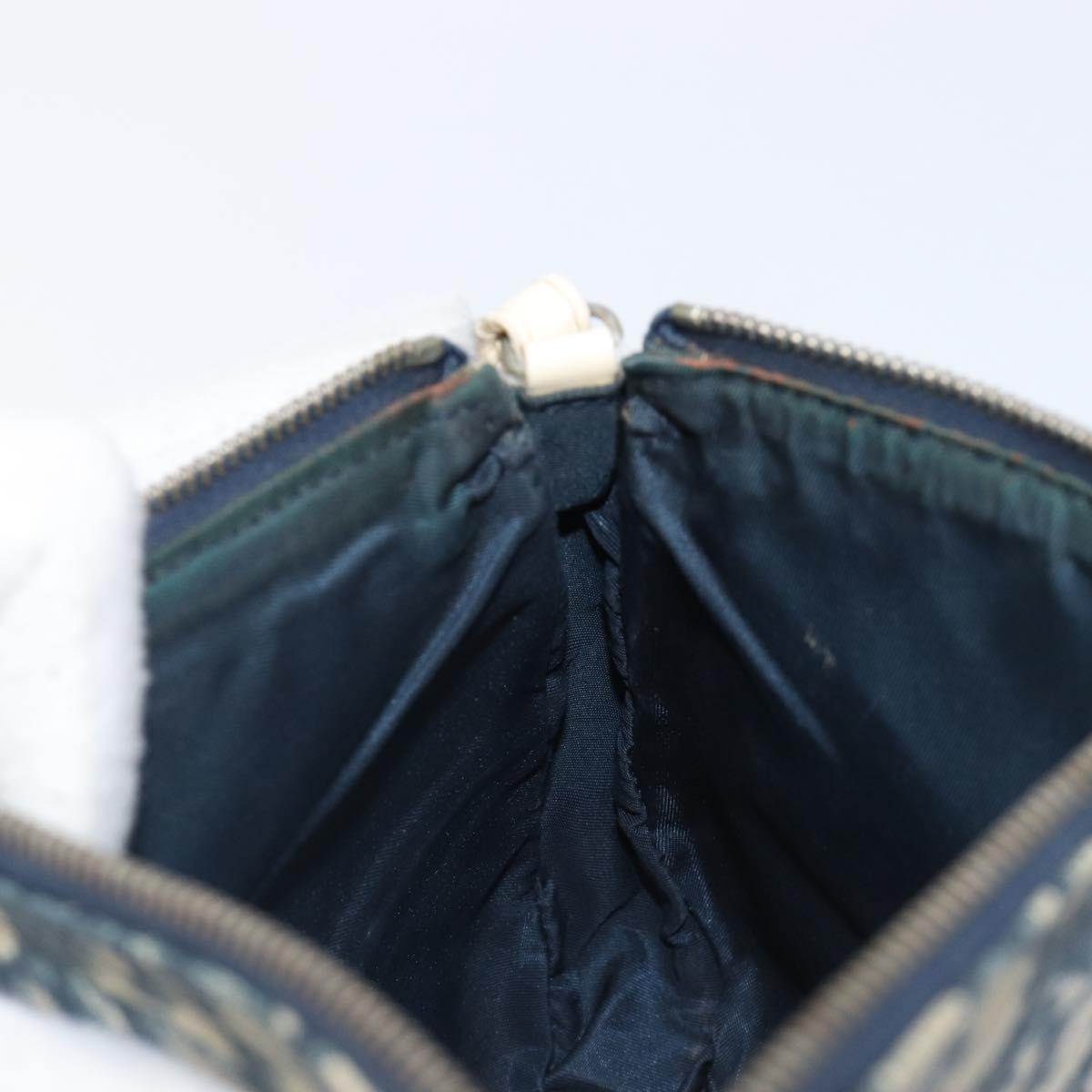 Christian Dior Trotter Canvas Saddle Pouch PVC Navy Silver Auth am12667A