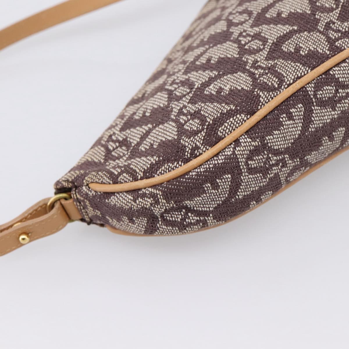 Christian Dior Trotter Canvas Saddle Pouch Brown Gold Auth am12668V