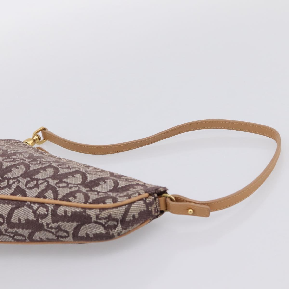 Christian Dior Trotter Canvas Saddle Pouch Brown Gold Auth am12668V