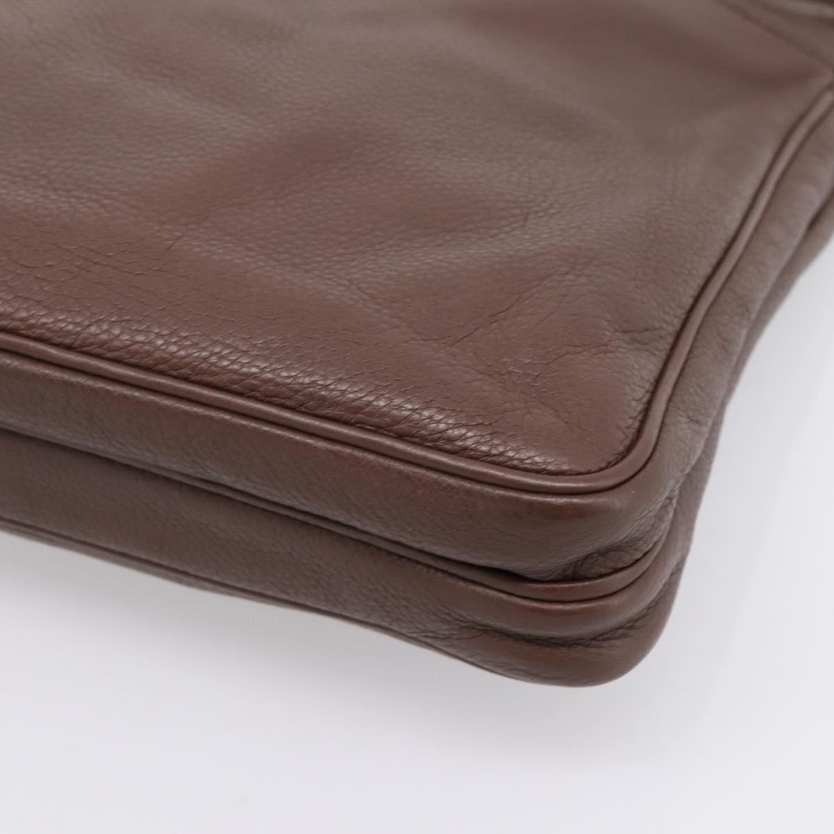 PRADA Shoulder Bag Taurillon Leather Brown Silver Auth am12669V