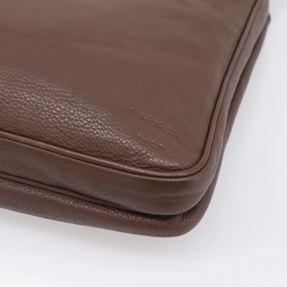 PRADA Shoulder Bag Taurillon Leather Brown Silver Auth am12669V