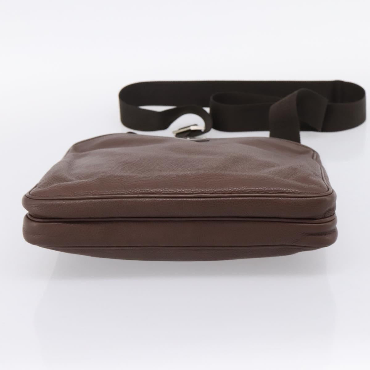 PRADA Shoulder Bag Taurillon Leather Brown Silver Auth am12669V