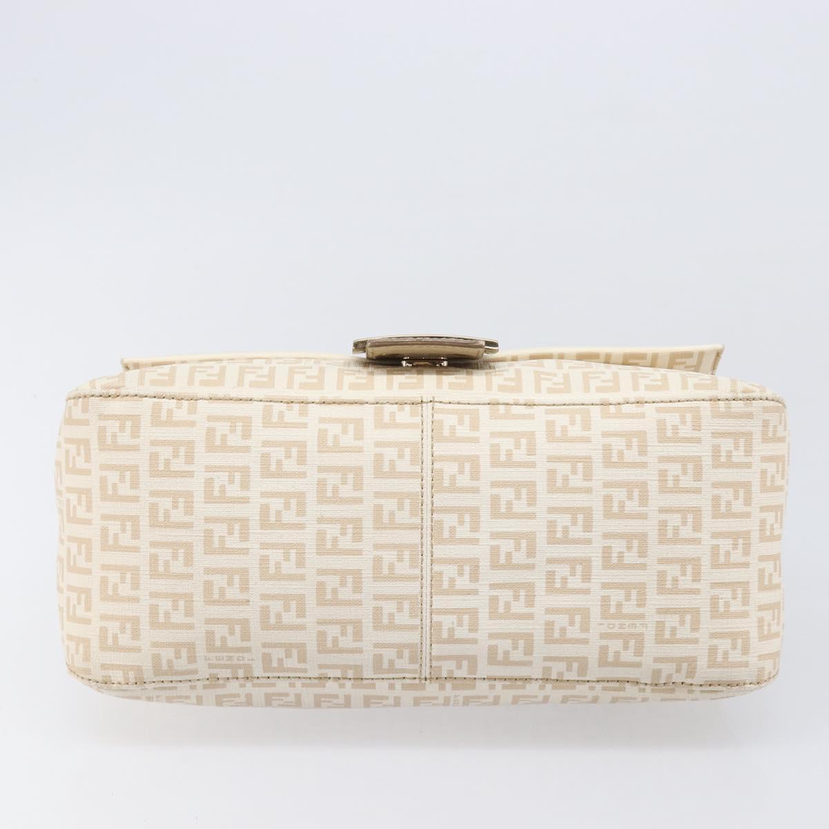 FENDI Zucchino Canvas Mamma Bucket GM Shoulder Bag PVC Beige Gold Auth am12671V