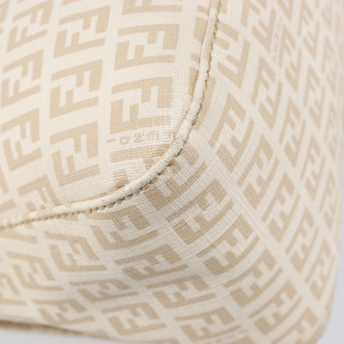 FENDI Zucchino Canvas Mamma Bucket GM Shoulder Bag PVC Beige Gold Auth am12671V