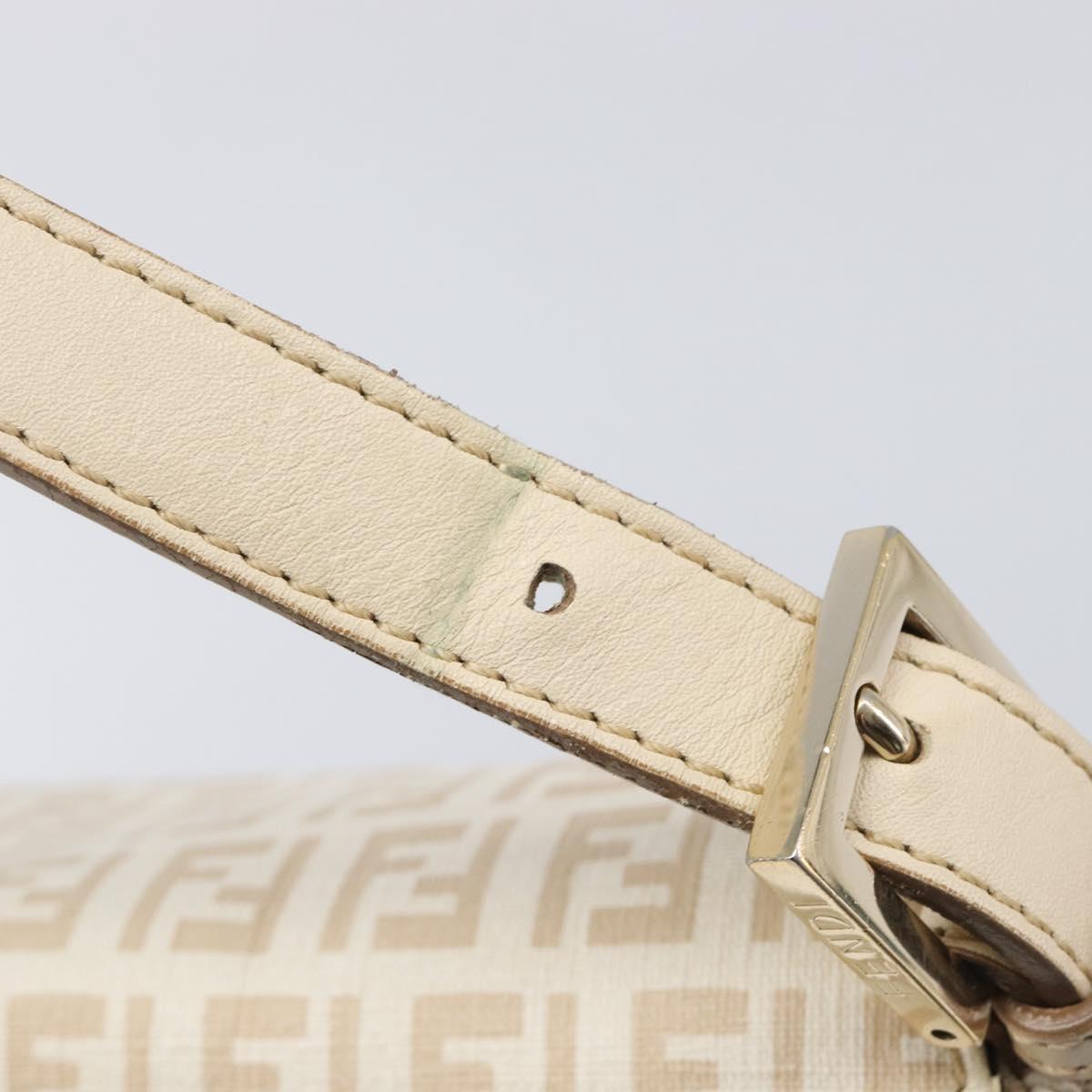 FENDI Zucchino Canvas Mamma Bucket GM Shoulder Bag PVC Beige Gold Auth am12671V