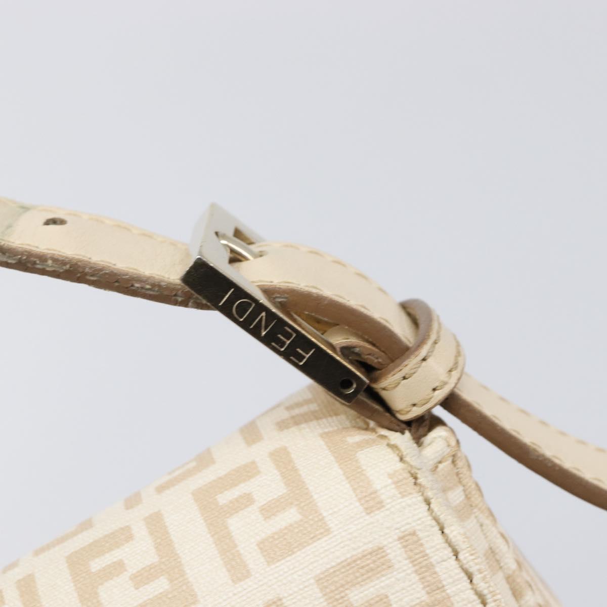 FENDI Zucchino Canvas Mamma Bucket GM Shoulder Bag PVC Beige Gold Auth am12671V