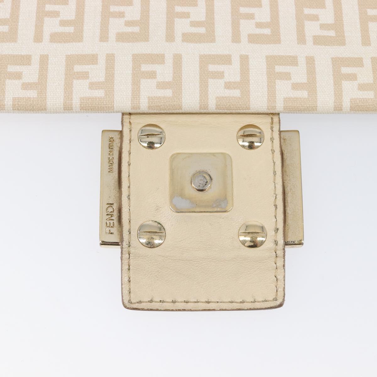 FENDI Zucchino Canvas Mamma Bucket GM Shoulder Bag PVC Beige Gold Auth am12671V