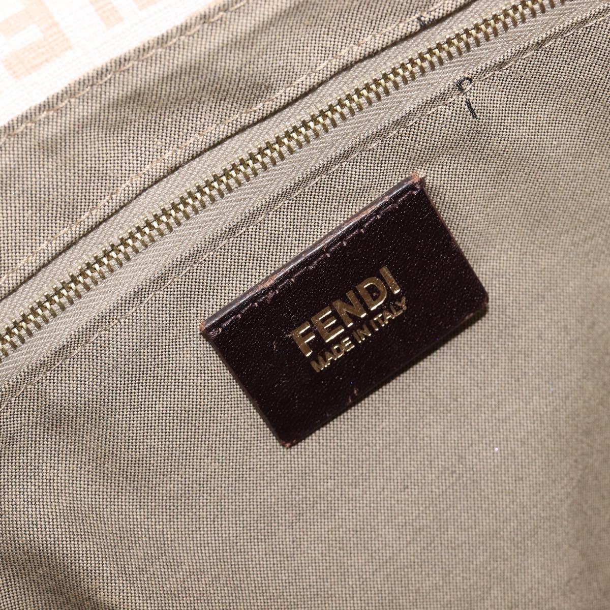 FENDI Zucchino Canvas Mamma Bucket GM Shoulder Bag PVC Beige Gold Auth am12671V
