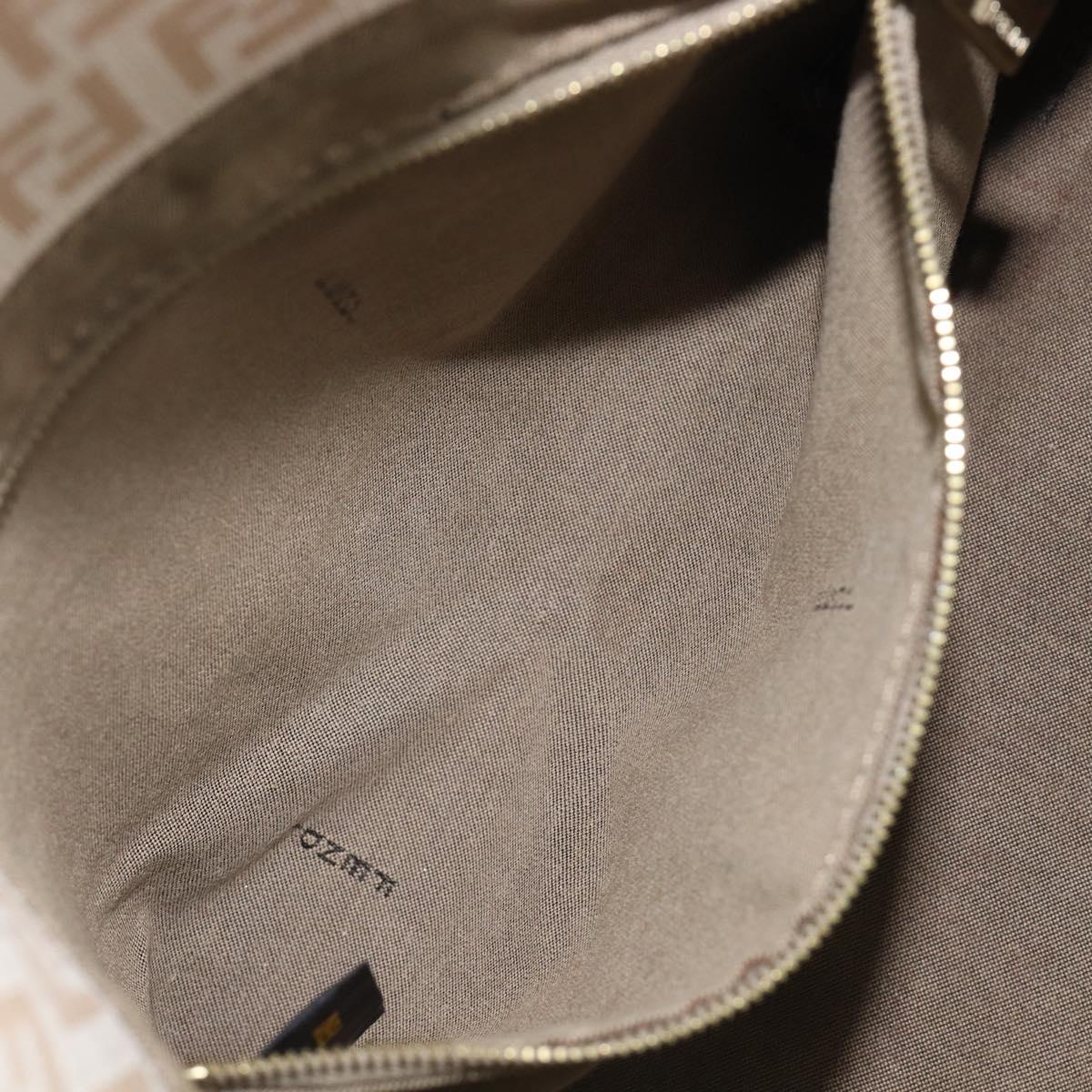 FENDI Zucchino Canvas Mamma Bucket GM Shoulder Bag PVC Beige Gold Auth am12671V