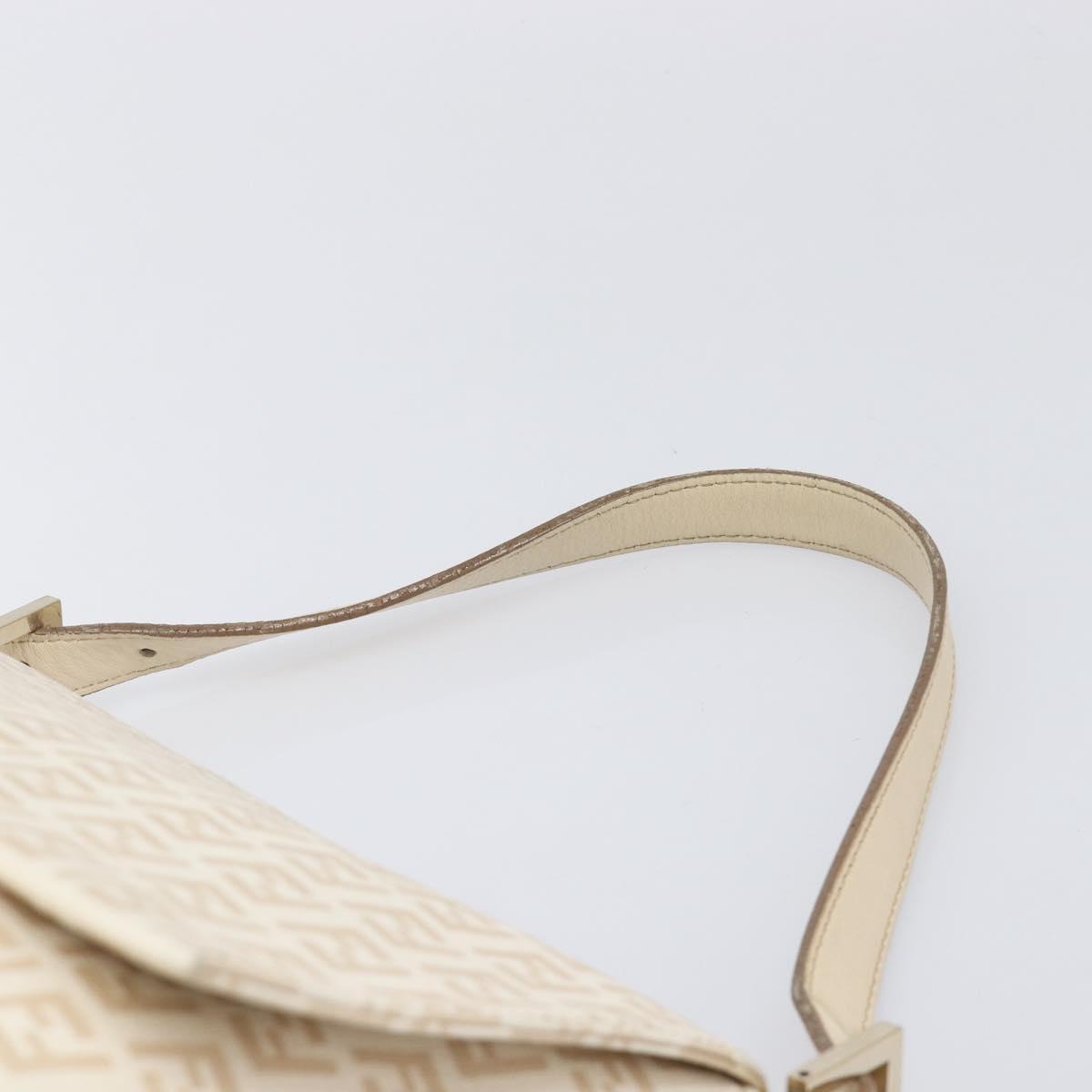 FENDI Zucchino Canvas Mamma Bucket GM Shoulder Bag PVC Beige Gold Auth am12671V
