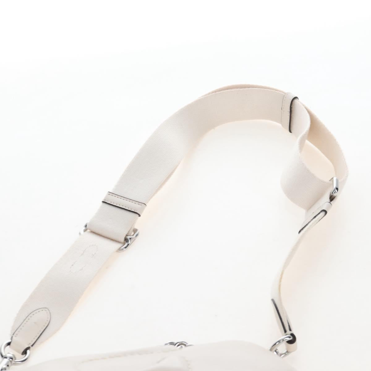 Coach Chain Teri Shoulder Bag Leather White Silver Auth am12672V