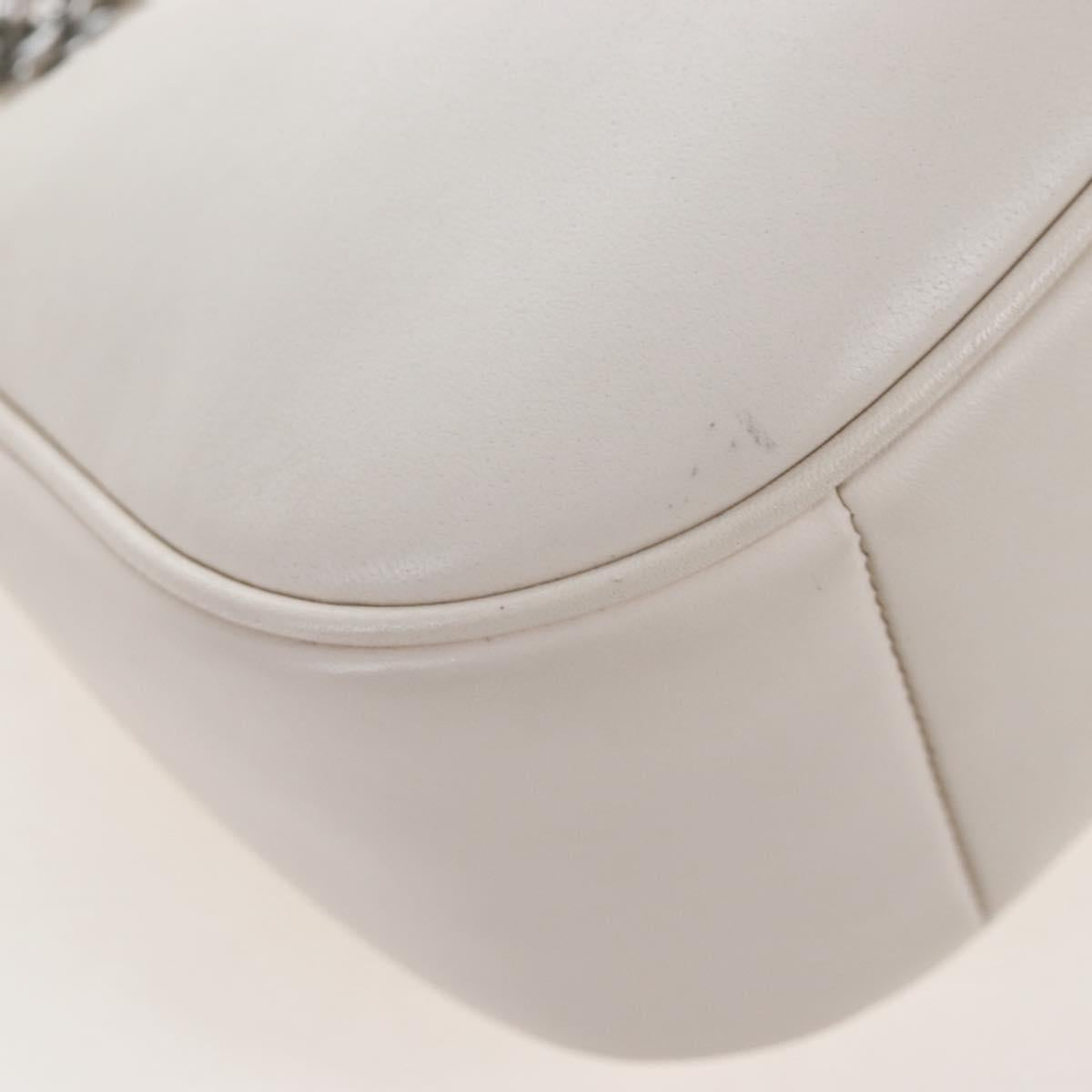 Coach Chain Teri Shoulder Bag Leather White Silver Auth am12672V