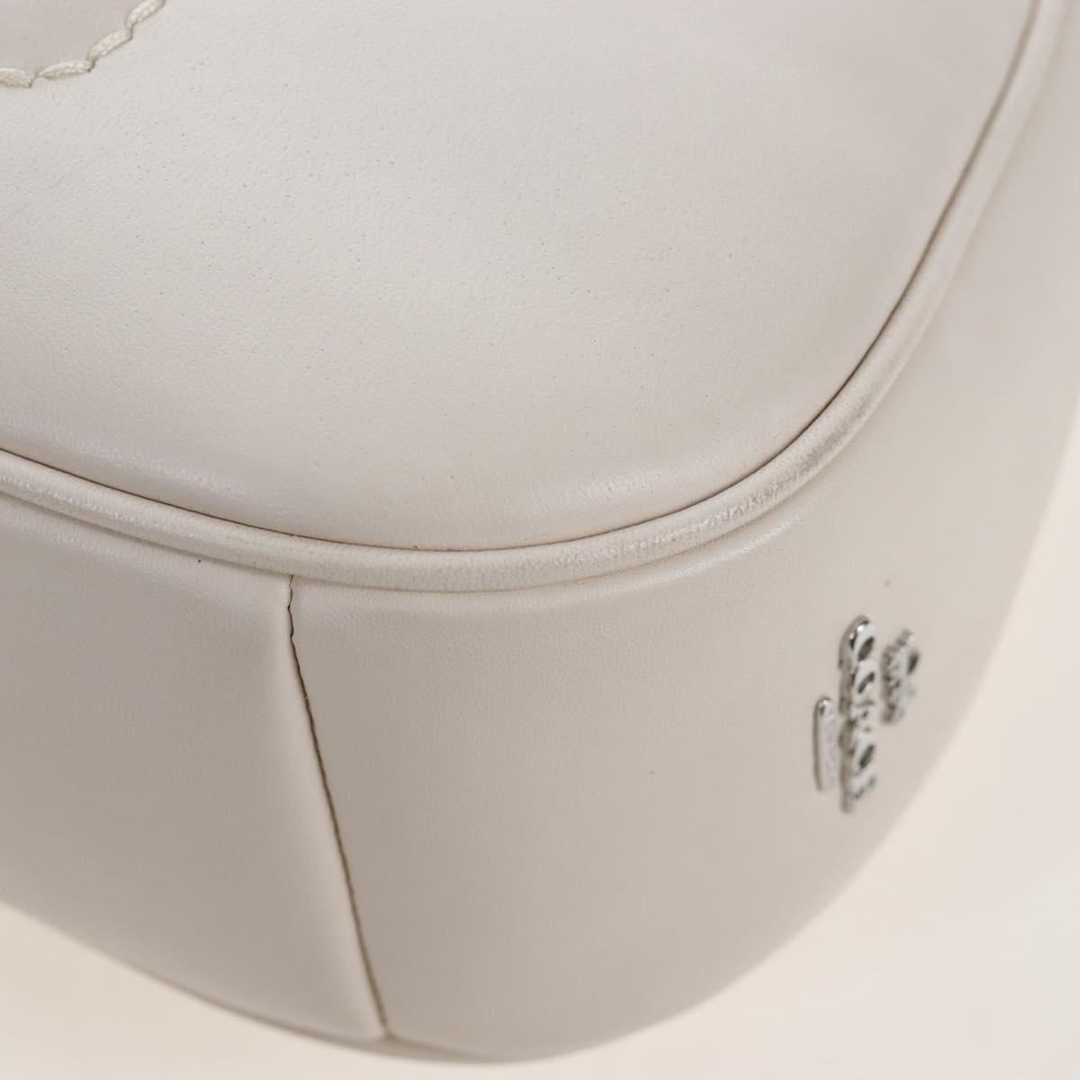 Coach Chain Teri Shoulder Bag Leather White Silver Auth am12672V