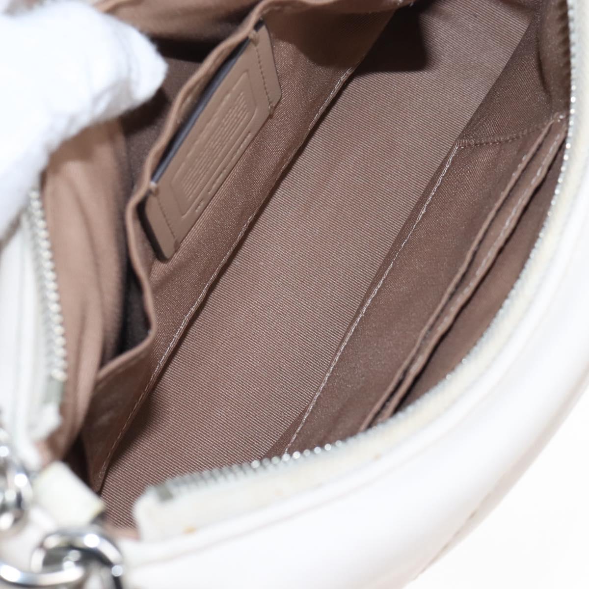 Coach Chain Teri Shoulder Bag Leather White Silver Auth am12672V