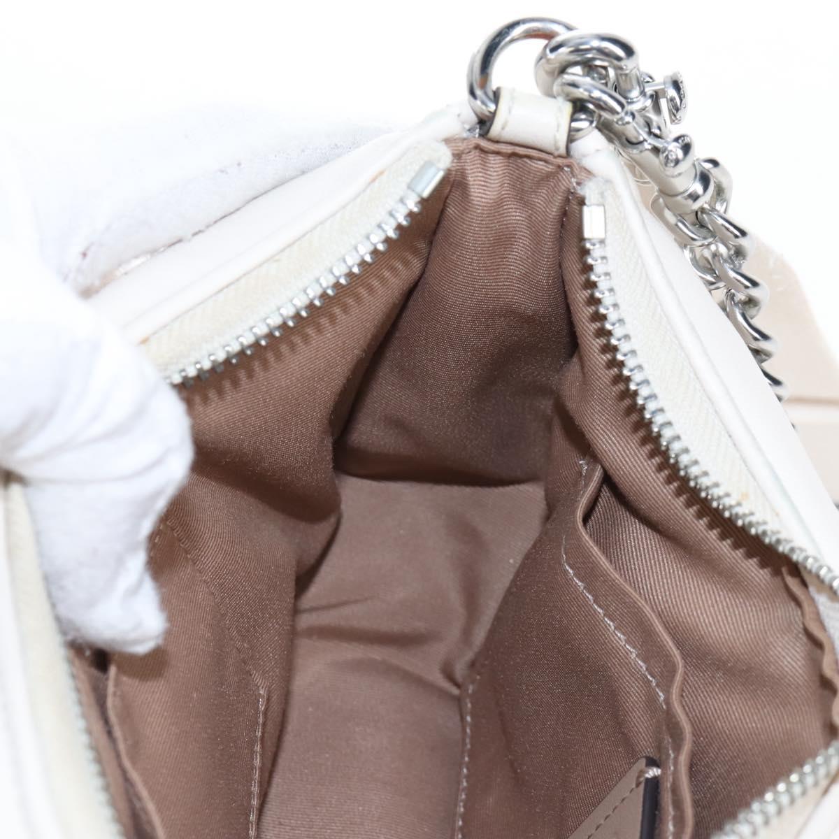 Coach Chain Teri Shoulder Bag Leather White Silver Auth am12672V