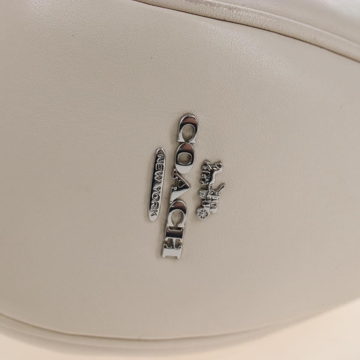 Coach Chain Teri Shoulder Bag Leather White Silver Auth am12672V