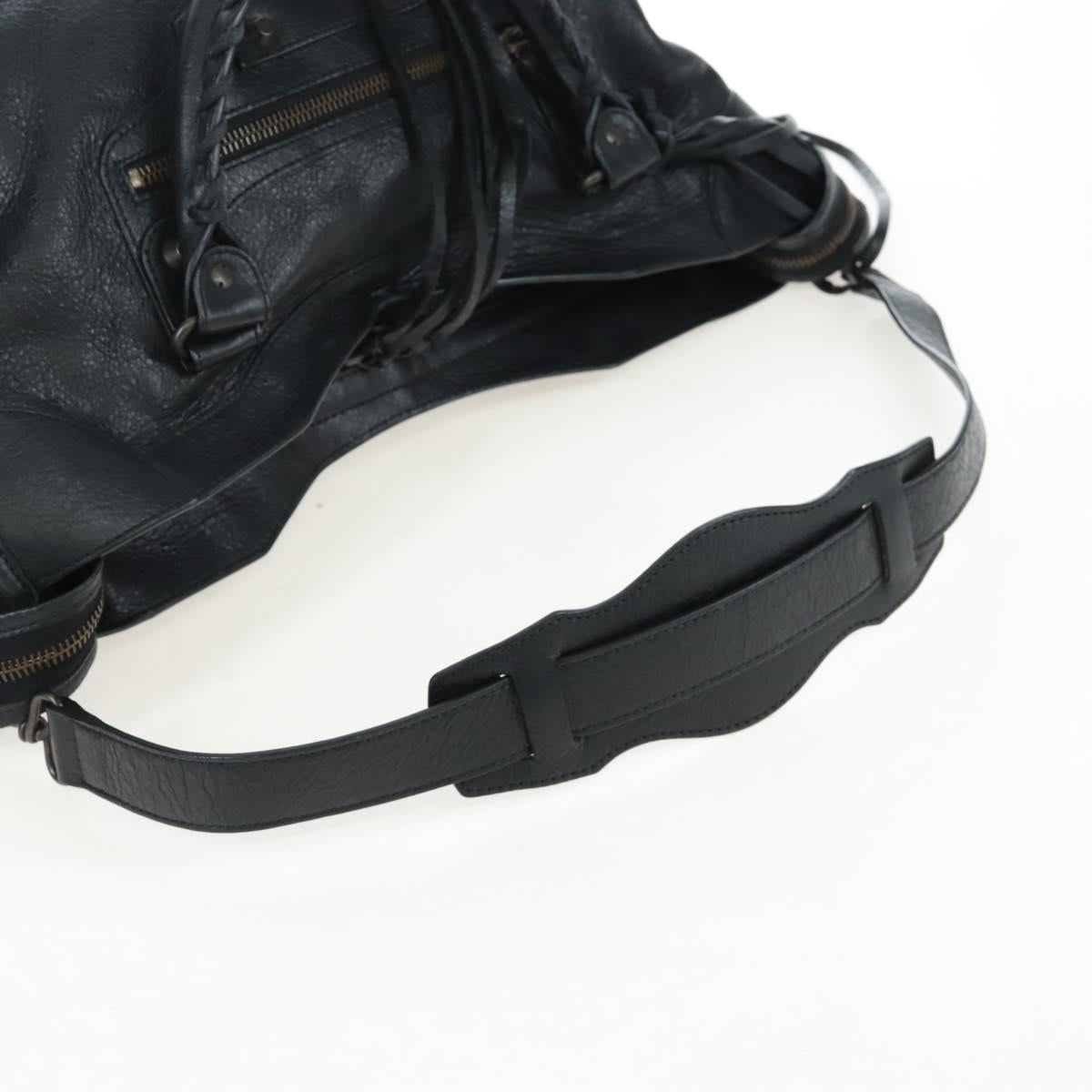 Balenciaga The City Hand Bag Leather Black 115748 Auth am12678SAM