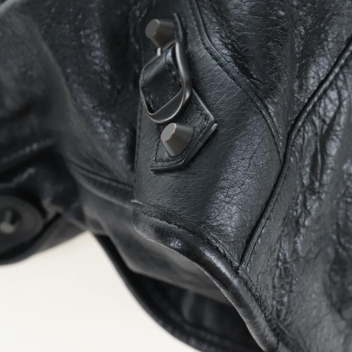 Balenciaga The City Hand Bag Leather Black 115748 Auth am12678SAM
